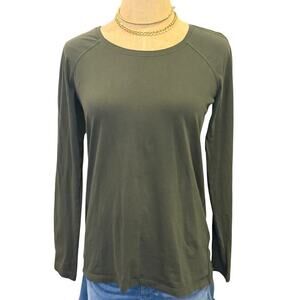 LULULEMON Olive L/S Pima Cotton Shirt Top T-Shirt Women size 4